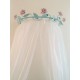 Dossel Paris 60 cm em ferro azul com flores rosa